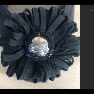 Coach Ballet Flats Black Suede Large Flower on Toe